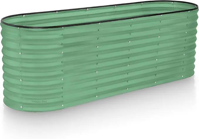 Galvanized Raised Garden Beds Outdoor // 6×2×2 ft Planter Raised Beds for Gardening, Vegetables, Flowers // Large Metal Garden Box (Light Green) // Patented Tool-Free Design by GreenHaven Gardens
