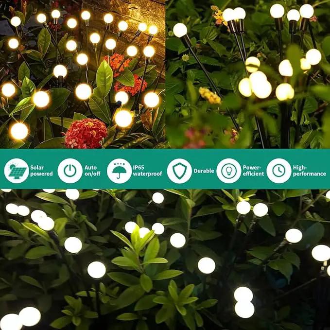 Solar Garden Lights, 6Pack 48LED Outdoor Firefly Lights Solar Decorations Lights Waterproof Firefly Lights Swaying in The Wind, Big Bulb Vibrant Firefly Lights for Yard Patio Pathway Decor Warm White by GreenHaven Gardens