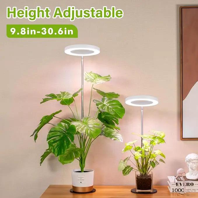 LORDEM Grow Light, LED Plant Light for Indoor Plants Growing, Full Spectrum Desk Growth Lamp with Automatic Timer for 4H/8H/12H, 4 Dimmable Levels, Height Adjustable 9.8"-30.6", Pack of 2 by GreenHaven Gardens