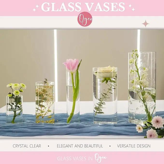 30pcs 11.8Inch Large Size Glass Vase Cylinder for Centerpieces Small Flower Glass Clear Home Decor Centerpiece Table Flower Vase Decorations for Wedding＆Holiday 6,7.9,10,10,11.8Inch Tall by GreenHaven Gardens