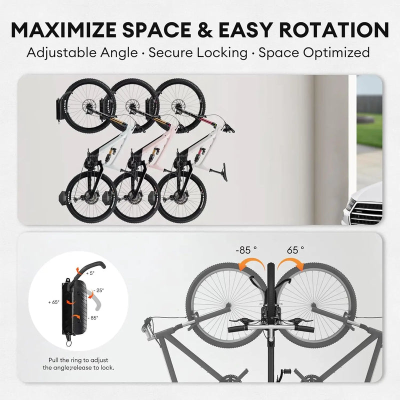 Bike Rack Garage, Bike Wall Mount – 2 Pack Bike Rack for Garage & Indoor Storage, Heavy Duty Vertical Bike Hanger Holds Up to 66 lbs, Space-Saving Bike Wall Rack for Home, Apartment, or Shed by GreenHaven Gardens