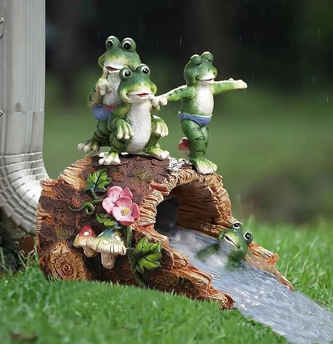 Gutter Guardian Rain Downspout Extension Playful Frog Statue, Ornament Splash Block Anchor for Downspout Extension Decor, 3" × 4" Downspout Extender Outdoor Garden Decorative by GreenHaven Gardens