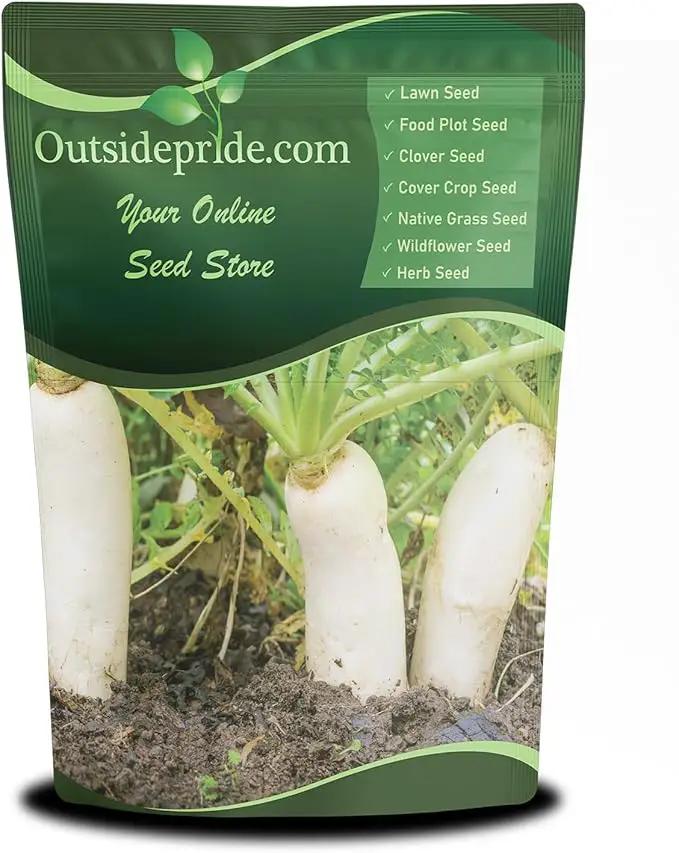 Outsidepride Annual Daikon Radish Seeds - 50 lbs. Chinese, Japanese, & Oriental Radish Seeds for Soil Health, Erosion Control, & Soil Aeration - Ideal for Gardens, Cover Crops, Pastures, & Food Plots by GreenHaven Gardens