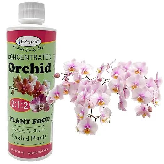 Professional Liquid Orchid Fertilizer by EZ-gro | 3:1:2 Ratio of Concentrate Indoor Plant Fertilizer for Orchid Food | 8 oz by GreenHaven Gardens
