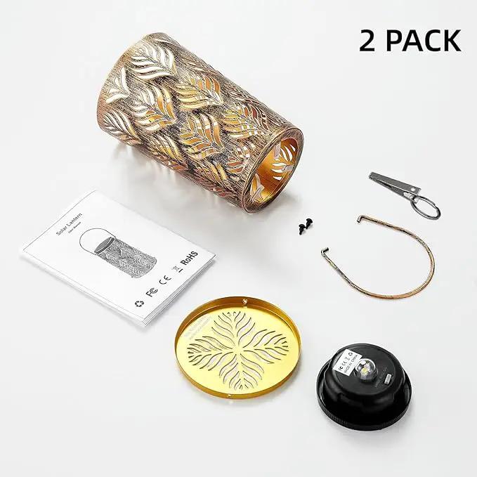 Solar Lantern Outdoor Garden Decor 2 Pack Hanging Solar Lantern Lights, Farmhouse Decor Outdoor Lantern, Waterproof Lantern for Patio, Yard, Table, Pathway Halloween Christmas Day Decor by GreenHaven Gardens