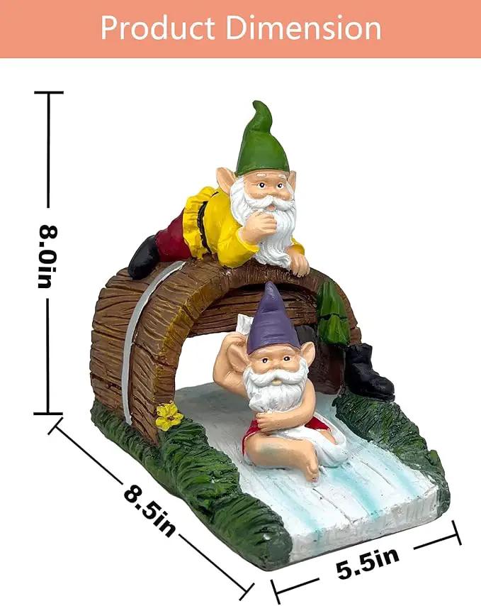 Decorative Gnome Gutter Extension, Elf Guardian Statue for Outdoor Gutter Splash Block, 3" x 4" Downspout Extender, Garden Rain Downspout Diverter by GreenHaven Gardens