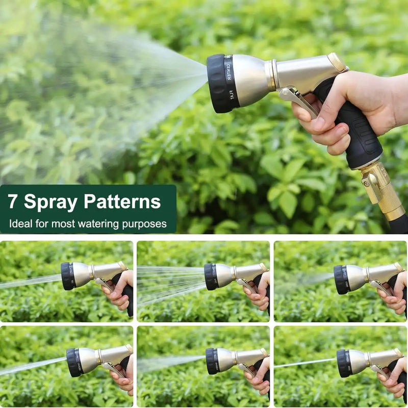 FANHAO Garden Hose Nozzle, 100% Heavy Duty Metal Water Hose Nozzle Sprayer with 7 Spray Patterns, High Pressure Hand Sprayer with Ergonomic Handle for Watering Plants & Lawns, Washing Cars & Pets by GreenHaven Gardens