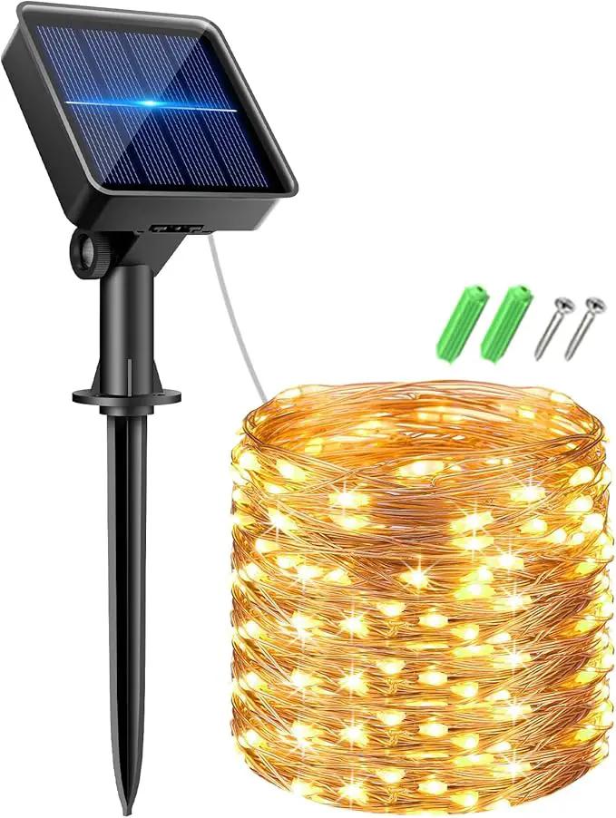 Kolpop Solar Fairy Lights Outdoor, 32FT 80LED Twinkle Light Outdoor Waterproof, 8 Modes Copper Wire Mini String Lighting for Garden Christmas Tree Outside by GreenHaven Gardens