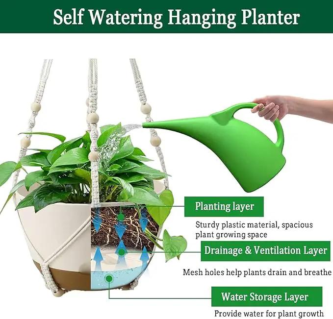 3 Pack Hanging Planters Set, 8 Inch Indoor Outdoor Hanging Plant Pot Basket,Hanging Flower Pot with Drainage Hole with 3 Hooks for Garden Home(8 inch Combination) by GreenHaven Gardens