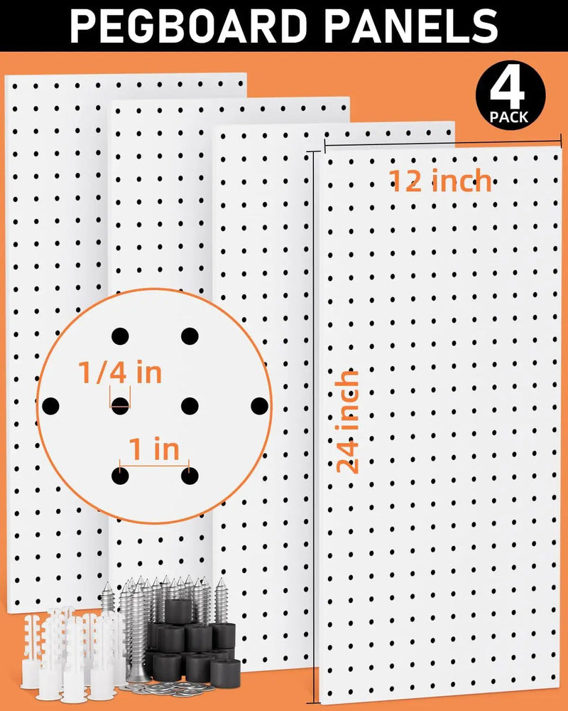 INCLY 158PCS Metal Pegboard Wall Organizer, 48x24 Inch White Pegboard Panels Tool Organizer Kit with Accessories Hooks and Bins, Peg Board Utility Tool Storage for Garage Workbench Shed by GreenHaven Gardens
