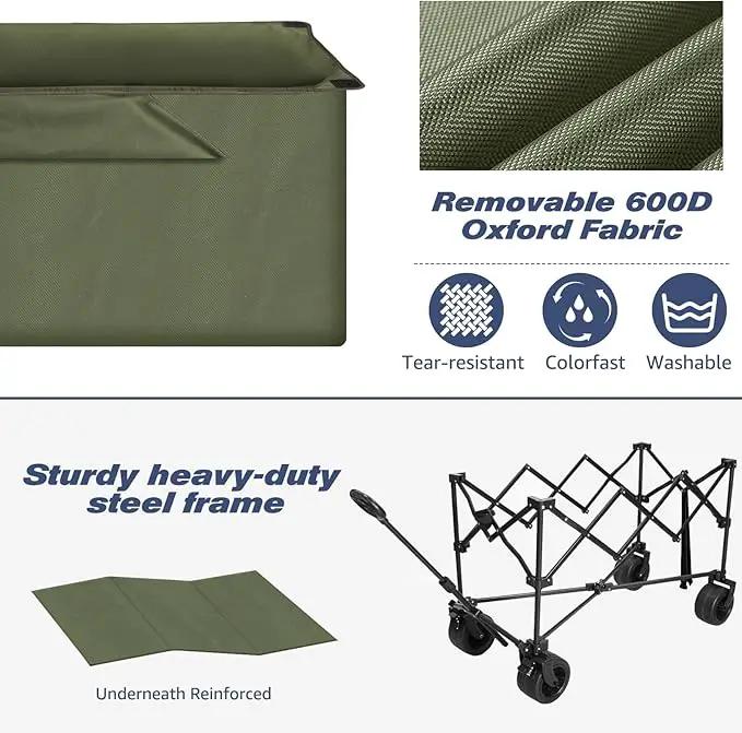 Chihee Garden Cart Collapsible Outdoor Utility Wagon Cart,Folding Beach Cart Oversized Capacity 254L,Heavy Duty Portable Wagon All Terrain Wheels Oversized Side Pocket 2 Drink Holders for Camping by GreenHaven Gardens