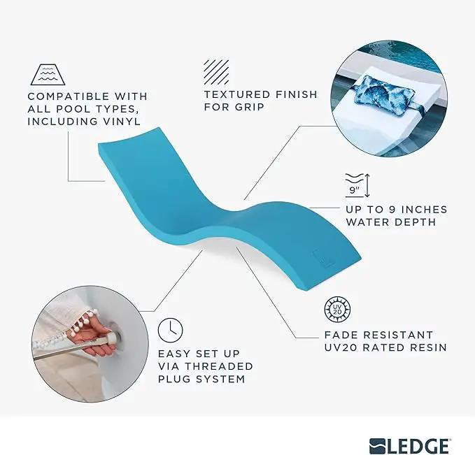 Ledge Lounger - Signature Chaise - Inside Pool & Sun Shelf Lounge Chair - Designed for Shallow Shelves Up to 9” - Compatible with All Pool Types - Poolside & Sun Deck Tanning - Set of 2 - White by GreenHaven Gardens