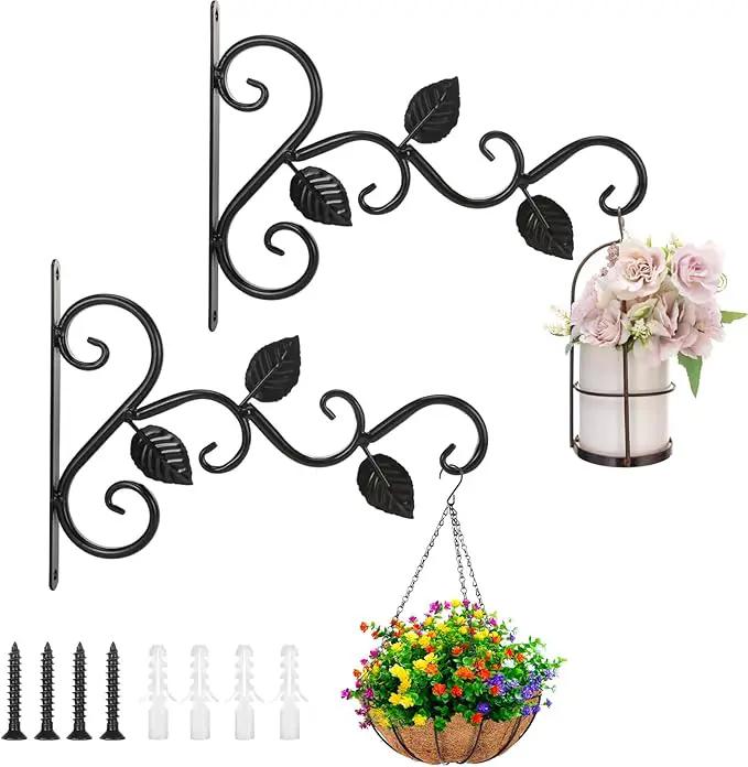 Fashion&cool 4 Pack Plant Hanging Bracket, Wall Mount Plant Hanger Outdoor Indoor, Decorative Hanging Plant Bracket Hooks for Planter Flower Bird Feeder Lanterns Wind Chimes with Screws by GreenHaven Gardens