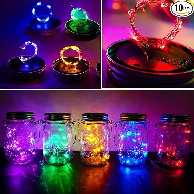 Mason Jar Solar Lights 10 Pack 30 LED Outdoor Solar Firefly Lights, Solar Fairy String Lids Lights,Waterproof Mason Solar Lights with Hangers for Regular Mouth Jars Christmas Gifts(Jars Not Included) by GreenHaven Gardens