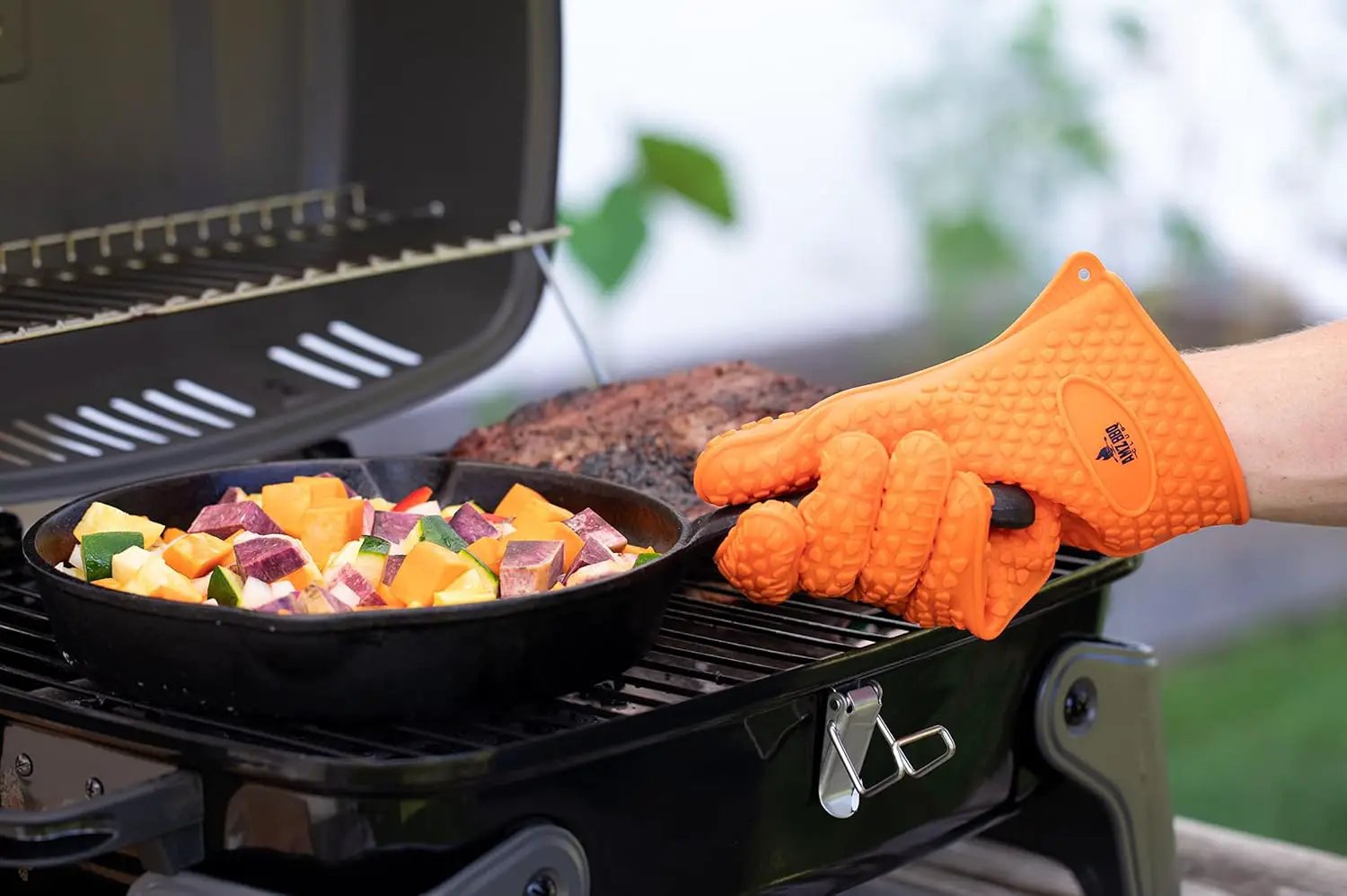 Meat Claws Bbq Grill Accessories Set - 2 Silicone Gloves, Claws For Pulled Pork, BBQ Thermometer - Perfect Smoker Accessories Grilling Tools Gift Set For (Orange Glove-Thermometer-Claw) by GreenHaven Gardens