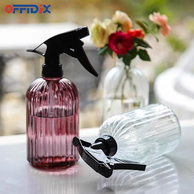 OFFIDIX Glass Spray Bottle, Pressure Watering Can, Indoor Plant Mister, Adjustable Nozzle, 0.4L/13.5oz Handheld Spray Bottle for Garden Plants Cleaning Solutions (Amaranth) by GreenHaven Gardens
