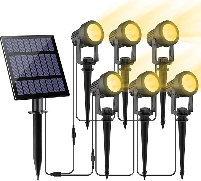 Solar Spot Lights Outdoor, Solar Landscape Spotlights IP65 Waterproof 9.8ft Cable, Dusk to Dawn Solar Uplights for Tree Garden Yard Driveway Porch Walkway Pool (6-in-1, 3000K Warm White) by GreenHaven Gardens