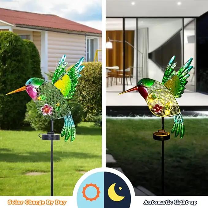 dreamysoul Outdoor Solar Garden Lights, Metal Hummingbird Garden Stake Lights for Outdoor Garden Patio Yard Pathway by GreenHaven Gardens