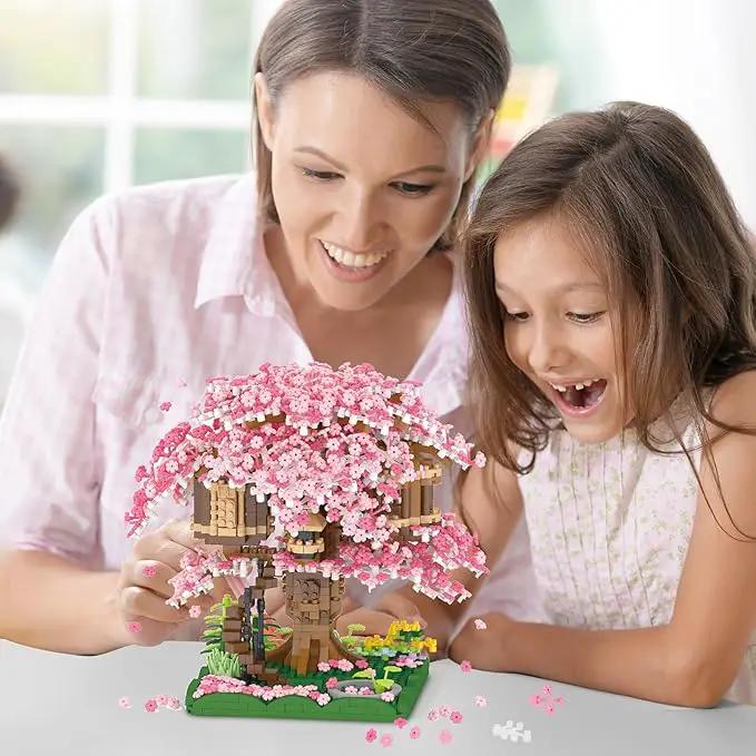 Cherry Blossom Bonsai Tree Mini Micro Building Set, Japanese Sakura Tree House Model Sets for Adults, Flowers House Mini Bricks Building Kit, Creative Gift Toys for Kids 12-14 (2028PCS) by GreenHaven Gardens