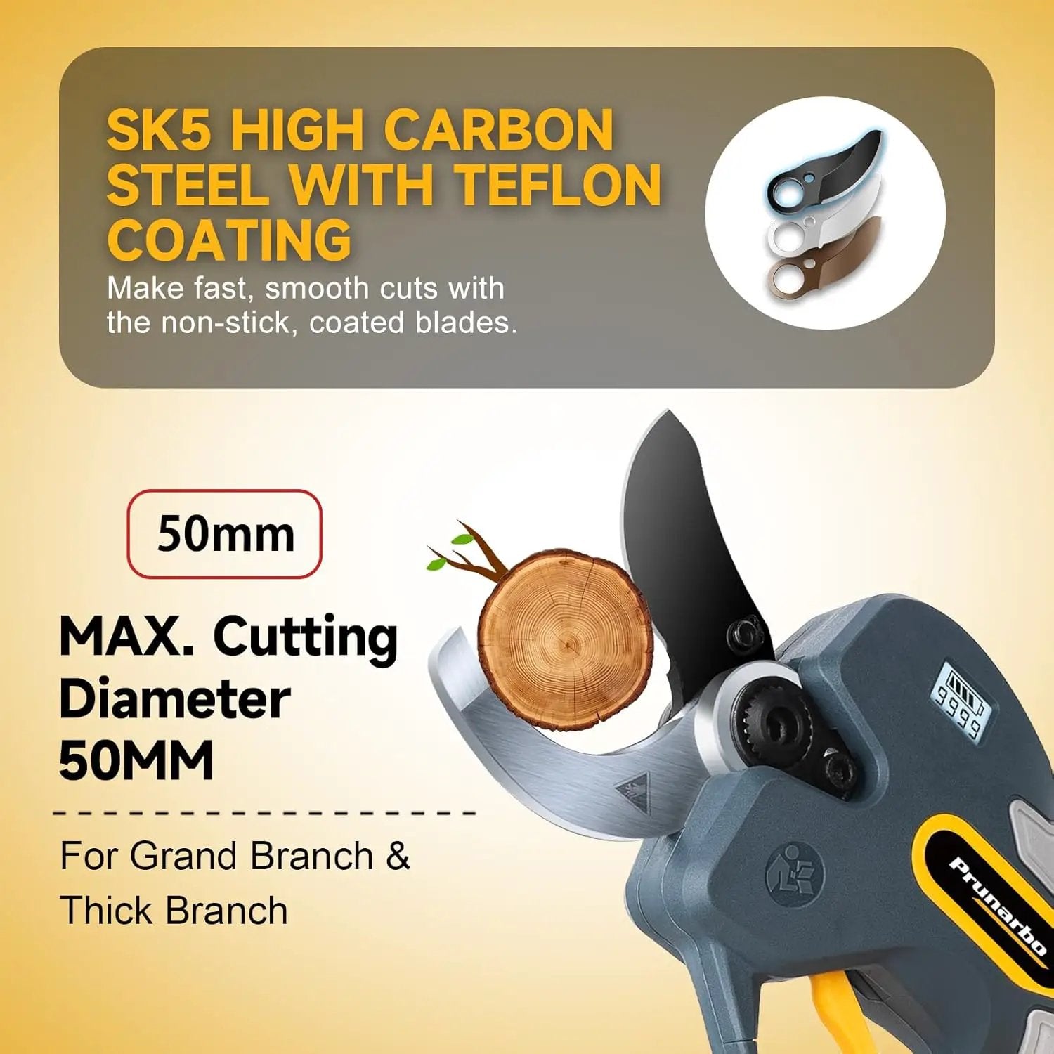 Electric Pruning Shears Cordless for Makita 18V Battery, Professional Electric Tree Pruner Cutter Battery Secateurs 50mm (2inch) SK5 Teflon Blade for Gardening Heavy Duty PR-E50 (Only Body) by GreenHaven Gardens