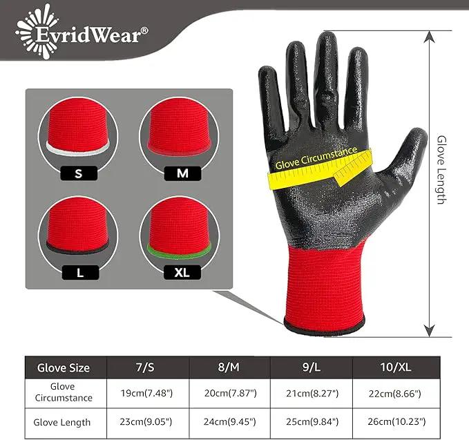 Evridwear Work Gloves with Grip Rubber Coated for Men Women Warehouse Mechanic,12 Pairs Bulk by GreenHaven Gardens