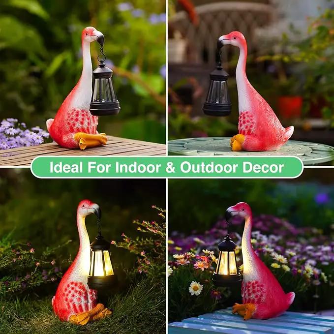 Goodeco Flamingo Statue with Solar Lantern - Artistic Pink Flamingo Decor for Outdoor Garden & Home, Flamingo Gifts for Women - Flamingo Lamp with Solar Lights Outdoor, LD602291 by GreenHaven Gardens