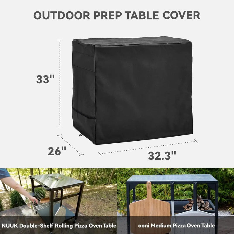Outdoor Pizza Oven Table Cover for Nuuk Three-Shelf Heavy Duty Rolling Outdoor Pizza Oven Table and ooni Pizza Oven Stand Modular Table,600D Heavy Duty Waterproof Cover,Black by GreenHaven Gardens