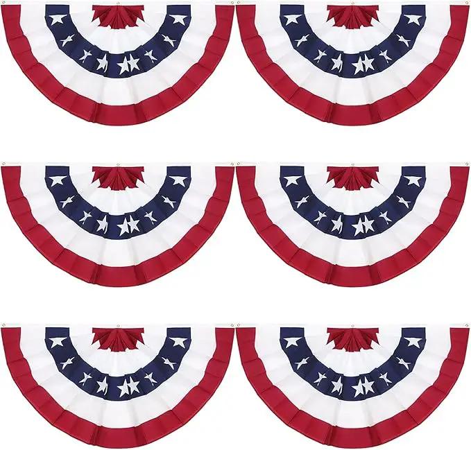 GoosWexmzl 3x6Ft American Pleated Fan Flag,USA Patriotic Half Fan Bunting Flag,Decoration Flags (Set of 6) by GreenHaven Gardens