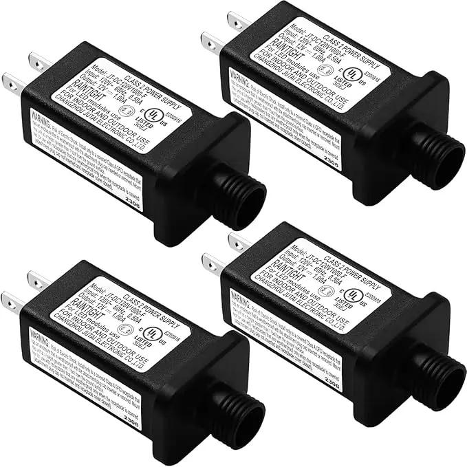 Replacement Yard Inflatable Adapter Power Supply Adaptor - 12V 1.0A 4Pcs - Inflatable Plug Replacement Class 2 Power Supply - for Christmas Tree Light/Thanksgiving Yard Blow Up Decorations by GreenHaven Gardens