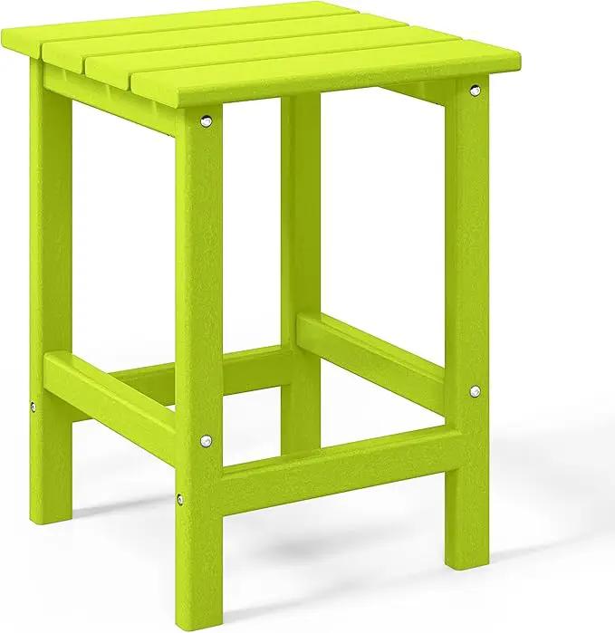 WO Home Furniture Adirondack Chairs Table Set of 3 PCS Outdoor Folding Chairs Side End Table Weather/UV Resistant for Lawn, Garden, Bon Fire, Balcony (Lime) by GreenHaven Gardens