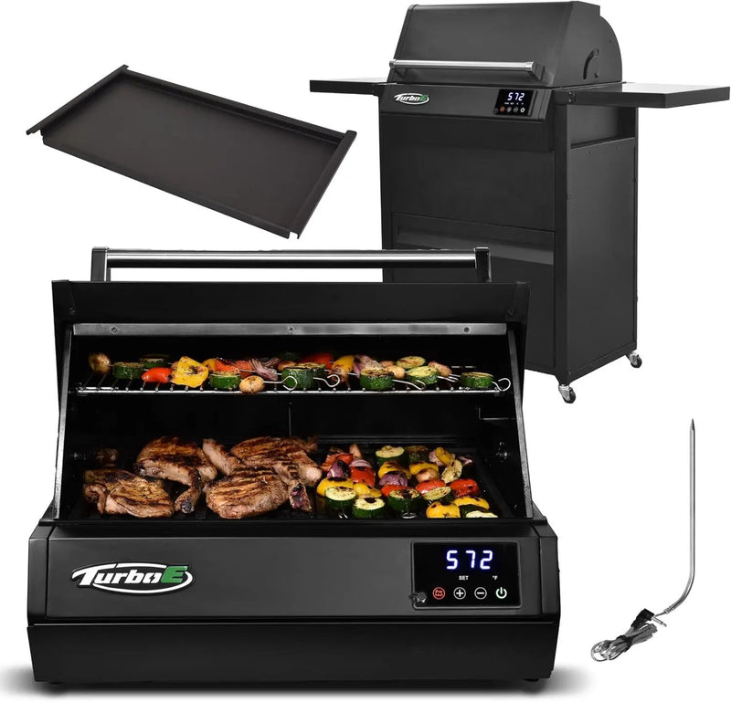 Turbo E Outdoor Electric Grill by PLUGNGRILL - High-Power 1700W Infrared Grill Technology - 24-Inch Smart BBQ Grill with Probe & Digital Display for Precise Cooking & Searing (Turbo E Complete Bundle) by GreenHaven Gardens