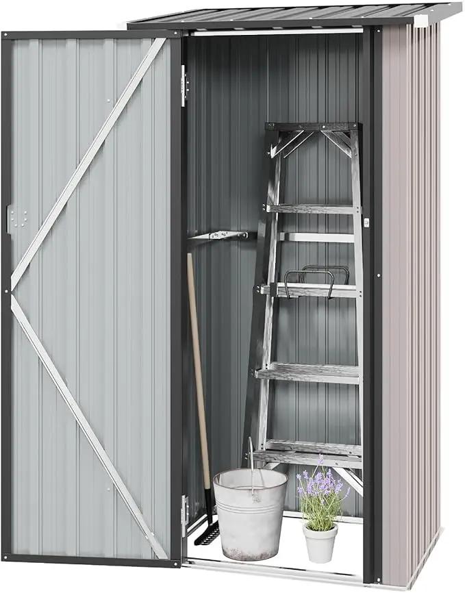 Aoxun 3’x2.1’ Outdoor Metal Storage Shed with Lockable Doors, Steel Utility Tool Shed, Metal Sheds Outdoor Storage for Garden, Patio, Backyard and Lawn, Brown by GreenHaven Gardens