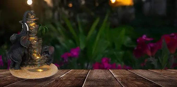 Outdoor Elephant Figurine Lights Animal Solar Garden Statue Decor, Decorative Mothers Day Mom Gifts, Outdoor Decor for Patio by GreenHaven Gardens