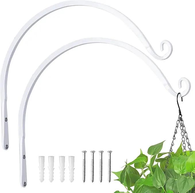 Kingsyard 2-Pack Wall Plant Hanger Outdoor - Heavy Duty Metal Hanging Bracket Hooks for Hanging Plant, Bird Feeders, Lanterns, Wind Chimes Outdoor & Indoor, 14-Inch/White by GreenHaven Gardens