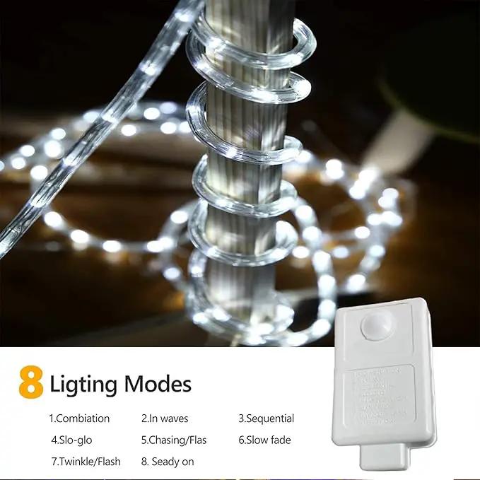 100ft LED Rope Lights Outdoor, 720 LED Connectable and Flexible Tube Lights with 8 Modes, Waterproof LED Rope Lighting for Garden, Patio, Pool, Bedroom, Party, Indoor Outdoor Decoration (White) by GreenHaven Gardens