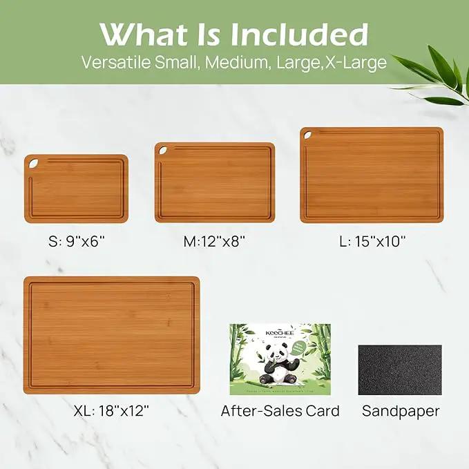 Wood Cutting Board, Carbonized Bamboo Set With Smooth Surface & Easy Storage For Busy Kitchens, Ideal Charcuterie & Chopping, Durable, Knife-Friendly (4Pcs) by GreenHaven Gardens