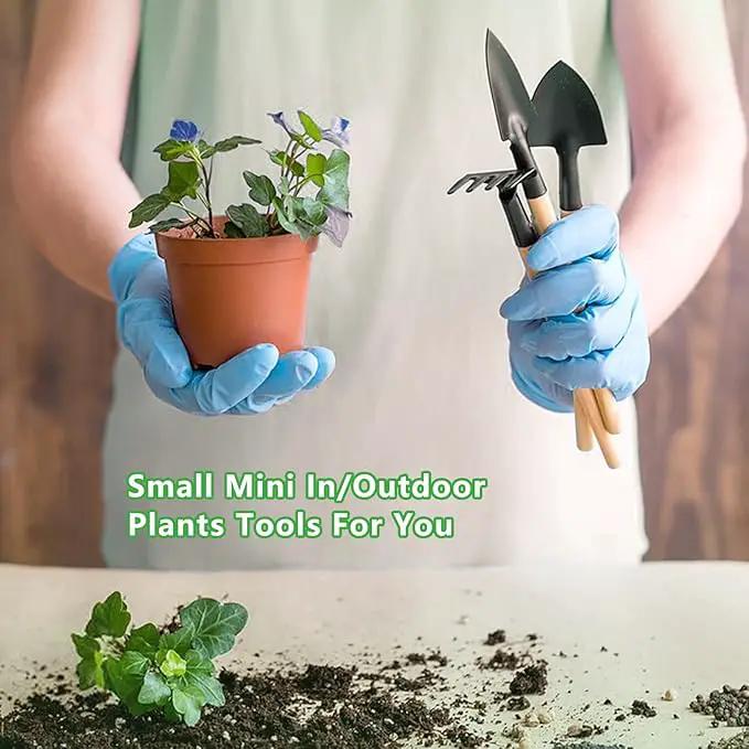 Small Garden Tool Set, 6 Pieces Iron Gardening Kit Including Hand Shovel, Transplant Shovel and Hand Rake with Wood Non-Slip Handle Perfect for Plant Lovers by GreenHaven Gardens