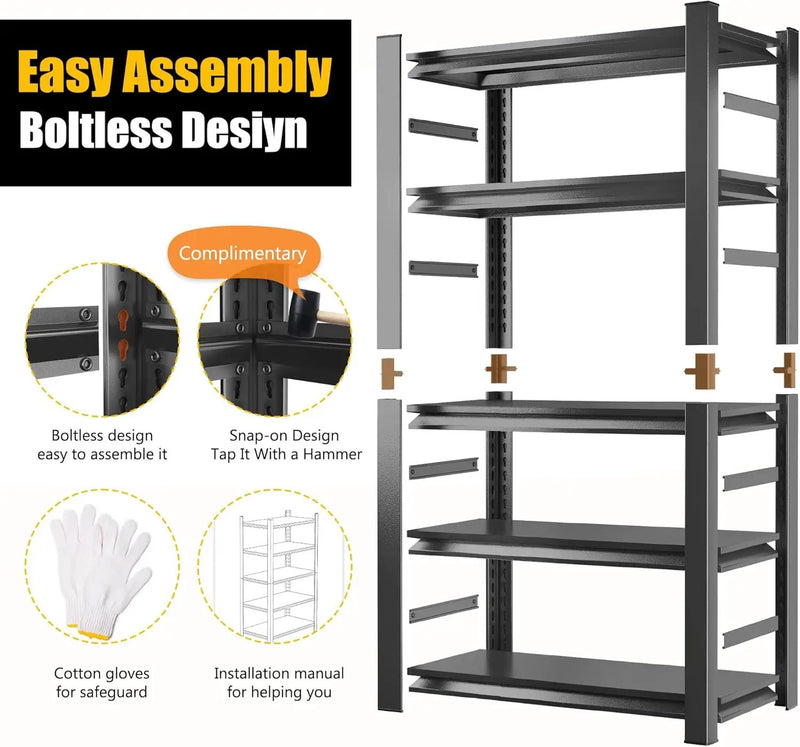 63" Heavy Duty Garage Shelving, 5-Tier Adjustable Storage Shelf, 2000lbs Capacity for Kitchen Garage Warehouse Organization by GreenHaven Gardens