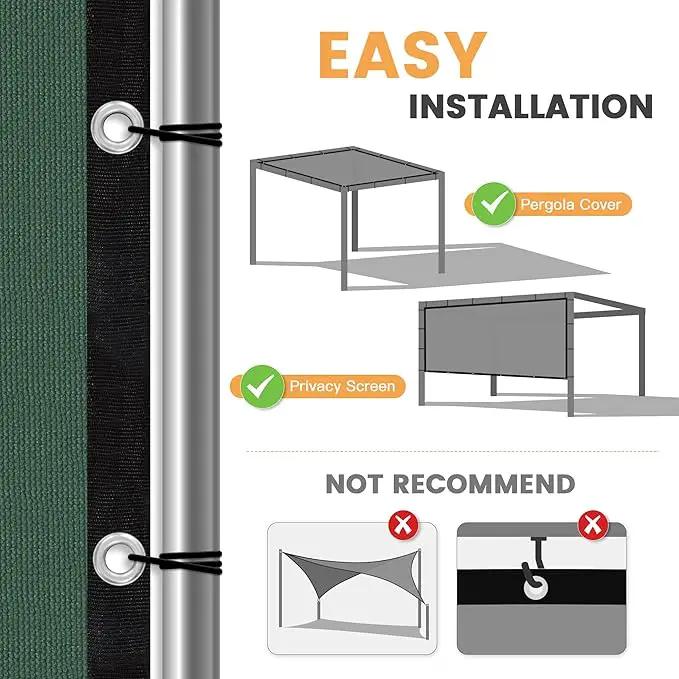 VICLLAX Shade Fabric Sun Shade Cloth with Every 2 FT Grommets for Patio Garden Pergola Cover Canopy 4x6 FT, Dark Green by GreenHaven Gardens