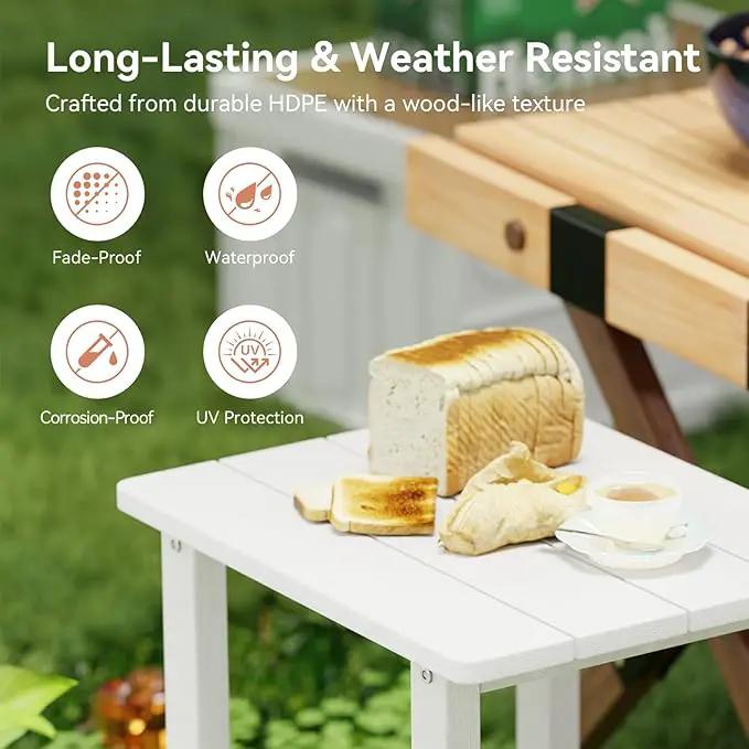 Outdoor Side Table for Garden, Lawn, Living Room Adirondack Tables for Outside 2-Tier HDPE Waterproof Small Outside Side Tables for Patio End Table for Adirondack Chair, 2 Pcs, White by GreenHaven Gardens