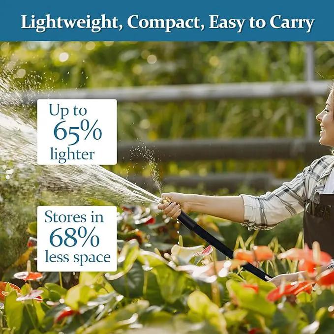 Garden Hose 75ft, Made of TPE(Not PVC), Ultra-Light & Flexible Water Hose with Solid Brass Fittings, Non-Shrinking, Easy to Storage, Drinking Water Safe Material, All-weather, Black, Newbox by GreenHaven Gardens