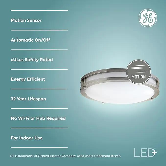 GE LED+ Motion Sensor Fixture, 20W, Flush Mount Ceiling Light with Motion Sensor, Security Light, Soft White by GreenHaven Gardens