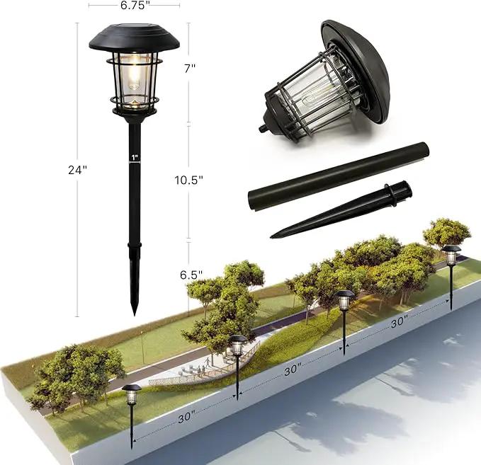 Grand patio Solar Outdoor Lights, 5 Pack, Glass Light Metal Pathway Light, Waterproof Landscape Lighting, Automatic Dusk and Dawn Sensor (Slate Gray) by GreenHaven Gardens