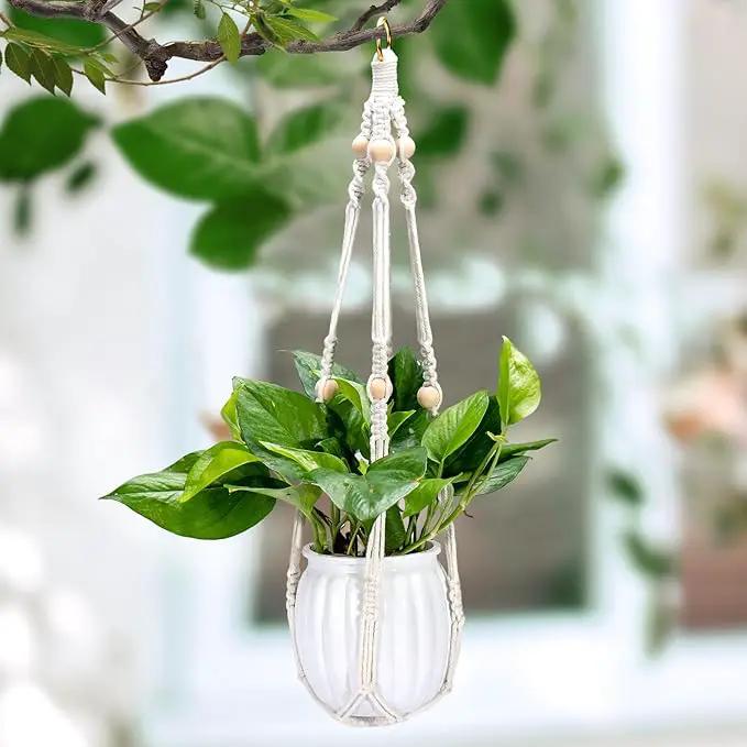 Small Hanging Planters Self Watering 5 Inch, 3 Set Hanging Plant Pot for Indoor Outdoor Plants, Hanging Flower Pots with Drainage Hole & 2 Kinds of Plant Hangers for Garden Home Decor by GreenHaven Gardens