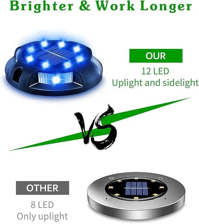 Biling Solar Pathway Lights Outdoor Uplight Sidelight, 12 Packs Blue Bright Solar Ground Lights Walkway Lights Waterproof Solar Deck Lights for Yard Walkway Garden Halloween Decorations by GreenHaven Gardens