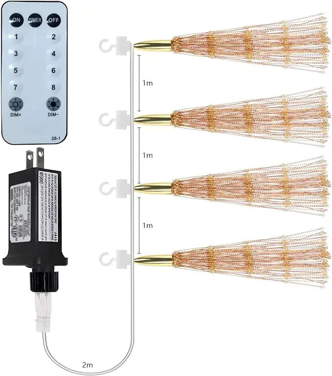 4 Pcs 800 LED Plug-in Starburst Sphere Lights, Firework Lights 8 Modes Dimmable Remote Control Waterproof Hanging Fairy Light, Copper Wire Lights for Patio Party Tent Christmas (Warm White) by GreenHaven Gardens