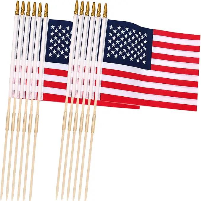 12 Pcs 12x18 Inch American Flags on Stick, American Flags for Outside, USA Stick Flag with Handheld and Grounded Multi-Purpose Flagpole, Memorial Day Decorations, 4th of July, Veterans Day, Patriotic Decorations by GreenHaven Gardens