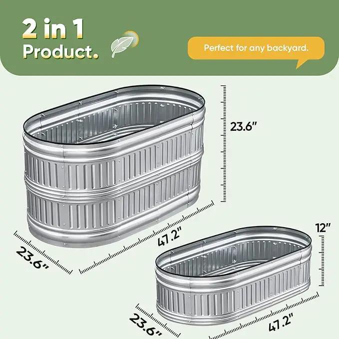 KING BIRD Raised Garden Bed Kit 2025 Upgraded Modular DIY Galvanized Planter Garden Box Outdoor for Gardening, Vegetables, Flowers, Elegant Roman Column Design, 47x24x24 in, Silver by GreenHaven Gardens