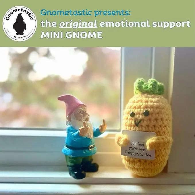 Gnometastic Mini Gnomes - Middle Finger Gnome 3.5in, Double Bird Gnome - Naughty Garden Gnome for Fairy Garden, Funny Garden Gnomes Outdoor Decoration for Yard Patio Lawn Ornament and Home Decor by GreenHaven Gardens