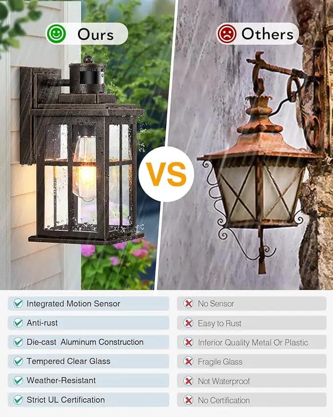 Distance-Adjustable Outside Lights for House, 2-Pack Oil Rubbed Bronze Porch Light, Waterproof Dusk to Dawn Exterior Lighting Fixtures Sconce, Anti-Rust Outdoor Lanterns for Porch, Garage by GreenHaven Gardens